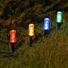 Solar Powered Bubble Tube Ground Light, Auto-On At Dusk LED Warm Light, Waterproof Design, Suitable For Garden Lawn Driveway Decoration - Black - View 5