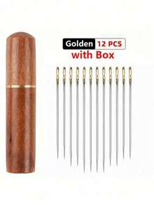 12pcs/1pc Stainless Steel Hand Sewing Needles, Self-Threading Side-Seam Needles With Rosewood Needle Case And Threader, Sewing Accessories, Suitable For Elderly, Can Be Used For Sewing Clothes, Embroidery, Handicrafts, Etc. - Multicolor - View 13