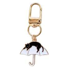 1pc Unisex Niche Healing Style Cat Keychain, Cute Black And White Kitten Metal Pendant, Artistic Backpack Charm, Bag Key Hanger - Multicolor - View 5