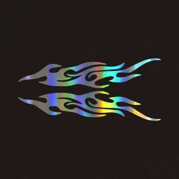 2pcs Reflective Flame Stickers, Bright And Colorful, Suitable For Motorcycles And Cars, PVC Reflective Decals, Self-Adhesive, Asymmetrical Shape, High Visibility Decoration, Motorcycle Stickers, Strong Design, Durable Adhesive - A - View 11