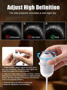 2-In-1 USB Starry Sky Projector Light, High-Definition Galaxy Projection Lamp, 360° Rotating Night Light, Romantic Dynamic Atmosphere Light, Suitable For Car, Home, Bedroom, Night Light - Multicolor - View 7