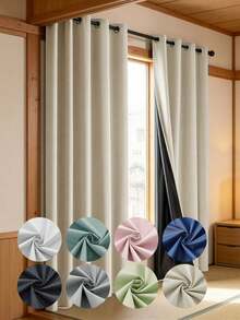 100% Blackout Curtains 2 Panels Thermal Insulated Rod Pocket Window Treatment, Suitable For Bedroom And Living Room - Beige - View 1
