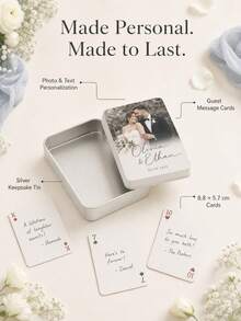 Personalized Photo Playing Cards With Custom Names And Initials, Wedding Poker Deck, Custom Couple Picture Cards, Wedding Reception Guest Message Cards, Anniversary Keepsake, Romantic Gift For Newlyweds, Couples, Wedding Guests And Friends. - Multicolor - View 8