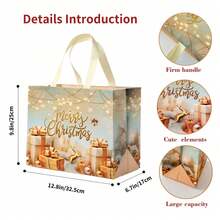 10/20pcs Set Large Christmas Gift Bags With Handles - Extra Large Party Gift Bags (12.8 X 9.84 X 6.99 Inches) - Printed With Santa Claus, Snowman And Christmas Tree Patterns, Reusable - Suitable For Holiday Shopping, Christmas Parties And Gift Giving - Ideal For Birthdays And Various Events, Cheerful Design, Durable And Sturdy, Also Serves As Festive Decoration - A - View 2