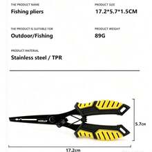 Outdoor Fishing Pliers & Fish Grip Set, Line Cutter, Ring Opener, Plastic Fish Grip, Stainless Steel Fishing Pliers With Rope And Oxford Bag - Yellow - View 4