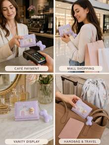 2 chiếc mặt dây chuyền hình xương nhà chó! Ví ngắn gấp ba cho nữ, ví đựng tiền xu khóa kéo dung tích lớn - Nhiều màu - Xem 8