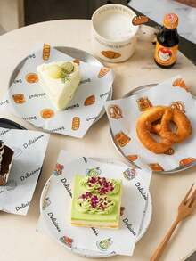 100/50/1pc Greaseproof Baking Paper, Wax Paper, Suitable For Cakes, Sandwiches And Desserts, Also Can Be Used As Fast Food Packaging, Liners, Air Fryer Liners And General Kitchen Use. - Multicolor - View 3