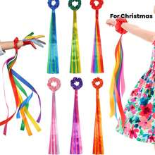 4/6pcs Rainbow Dancing Ribbons, Elastic Dance Sticks For Music Class, Christmas Valentine's Day Handheld Rhythmic Tassel Dance Props Gift, Multi-Color Handheld Dancing Wristbands, Gymnastics Dance Ribbons - Rainbow Ribbon On Wrist - View 1