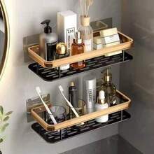 1pc Aluminum Bathroom Storage Rack, Towel Rack, Wall-Mounted Organizer, Suitable For Shampoo And Cosmetics, Shower Caddy, Kitchen Sink Organizer - Multicolor - View 11
