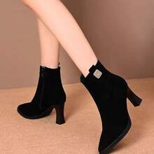 French Chic Pointed Toe Stiletto Heel Slim Ankle Boots 2026 Autumn/Winter New High-End High Heel Ankle Boots For Women - Black - View 6