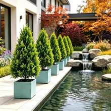 2pcs Realistic Artificial Pine Trees, Versatile Indoor & Outdoor Decorative Greenery, Natural Branch Shape With Vibrant Green Needles, Evergreen & Maintenance-Free, No Pot Included, Suitable For Outdoor Yard, Garden, Patio, Front Porch Path, Poolside, Indoor Living Room, Dining Table, Halloween, Thanksgiving, Christmas, Wedding, Party And Year-Round Atmosphere Decor - Green - View 7