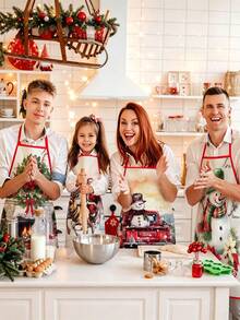 1/2/4pcs Christmas Apron, Christmas Party, Suitable For Kitchen Cooking, Festivals And Parties. It's Also A Great Gift To Give To Friends. - Multicolor - View 2