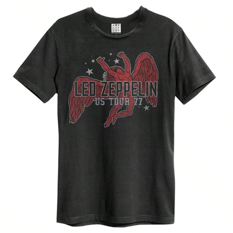 Amplified Mens Led Zeppelin Icarus Tour 77 T-Shirt - Charcoal - View 1
