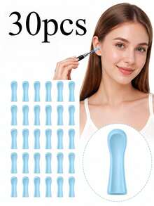 5-10-30pcs Visual Ear Pick Silicone Covers, Blue Replacement Ear Scraper Heads, Universal Soft Silicone Ear Cleaning Accessories, Reusable Visual Ear Cleaning Tool Covers - Blue - View 7