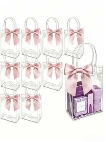 Transparent Plastic Gift Bags, Made Of Reusable PP Material, With Handles And Bows, Perfect For Wedding, Bridal Shower, Birthday Party, Baby Shower And Other Special Occasions Gift Packaging, The Preferred Choice. - Multiple Styles - View 9