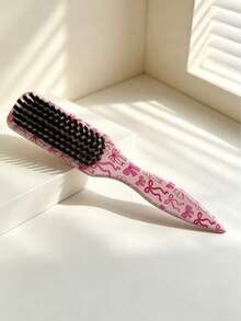 1pc Slick Back Hair Brush,Pink Bow Pattern ,Smoothing Brush For Smooth Flyaways, Frizz, Sleek Ponytail, Buns And Edge Hair Control, Teasing Gel Comb Styling Accessories For Women - Multicolor - View 6