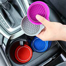 2pcs Silicone Car Cup Holder, Anti-Slip Diamond Texture Design, Universal Car Cup Holder Interior Accessory, Silicone Car Diamond Water Cup Mat, Anti-Slip Mat, Heat-Insulating Mat, Novel Style, Waterproof And Anti-Slip - Multicolor - View 10