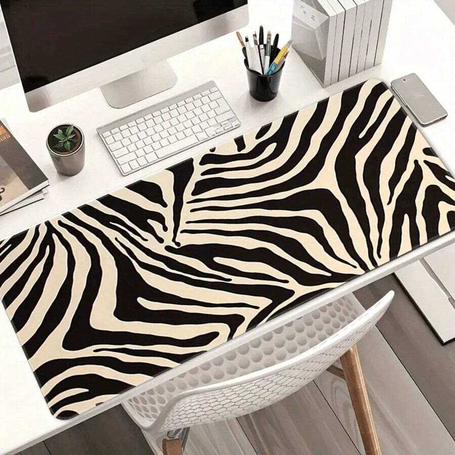 1pc Zebra Stripe Mouse Pad, Suitable For Gaming And Office Desktops, Anti-Slip Design For PC, Computer, Laptop, Tablet, Smartphone - Fashionable Desktop Accessory For Gamers, 2D Flat Style - Zebra Print - View 1