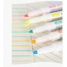 5/10/15pcs/Set Soft Color Dual-Tip Highlighter Set, Fluorescent Marker, Art Marker, Cute Stationery, Suitable For Note-Taking, Back To School - Round - View 4