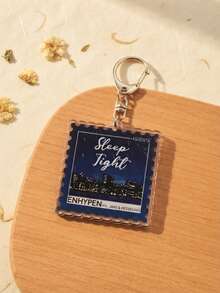 1pc/9Pcs Stamp Shaped Acrylic Keychain, Acrylic Backpack Pendant, Lightweight Backpack Key Charm, Vintage Stamp Acrylic Pendant, Backpack Decoration, Suitable For K-Pop Fans, Friends, Birthday Gift - Multicolor - View 9