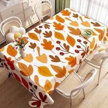 1pc Soft Fashionable Beautiful Autumn Leaf & Berry Pattern Tablecloth, Machine Washable & Easy To Clean, Dining Table / Coffee Table / Desk / Side Table, Picnic / Outdoor Table / Camping Table, Exquisite Living, Home Textile - A - View 1