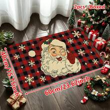 1/2/3pcs Christmas Theme Kitchen Rug, Flannel Kitchen Mat, Comfortable Soft Absorbent Non-Slip Machine Washable With Anti-Slip Backing, Multi-Functional Home Mat For Doorway, Living Room, Bedroom, Kitchen, Dining Room, Bathroom, Laundry Room, Patio, Entryway, Christmas Holiday Decor - Multicolor - View 11