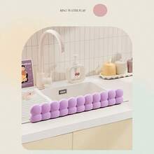 1pc Beige/Purple/Red Silicone Sink Splash Guard With Suction Cups, Can Be Placed Behind The Sink, Kitchen Sink Splash Guard, Restaurant Sink Splash Guard - Multicolor - View 3
