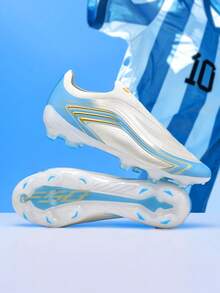 1 Pair World Cup Style Latest Men's Football Shoes, AG Long Stud Turf Training Boots - White - View 1