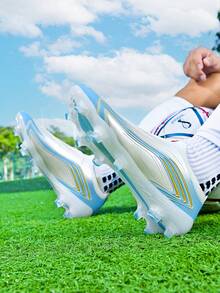 1 Pair World Cup Style Latest Men's Football Shoes, AG Long Stud Turf Training Boots - White - View 8