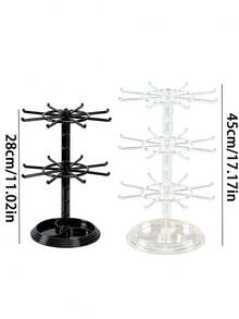 Multi-Functional Keychain Organizer Rack, 16-24 Hooks, 360° Rotating, Adjustable Height, Can Store Keychains, Jewelry, Brooches, Accessories, Capsule Toys, Desktop Decoration, Christmas, Valentine's Day, Back To School Gifts - Clear - View 9