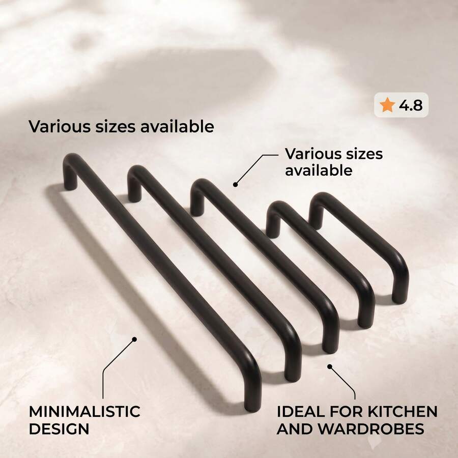 Fanruier 8pcs Modern Minimalist Style Handles, Suitable For Cabinets, Drawers, Wardrobes, Shoe Cabinets, Furniture Hardware Zinc Alloy Handles - K-Black - View 1