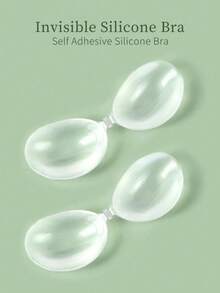 1pc Transparent Silicone Adhesive Bra, (Includes 20pcs Flower-Shaped Nipple Covers) Transparent Silicone Surface, Secure Front Connection, Fully Showcases Shoulder And Chest Lines, Suitable For Wedding Guest Outfits, Garden Party Events And Studio Photography. - Multi-color - View 4