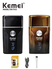 Kemei Men's Portable Electric Shaver, Professional Beard Trimmer, USB Rechargeable Electric Shaver, Hair Clipper, Reciprocating Electric Shaver, For Everyday Use, A Suitable Gift For Boyfriends And Fathers. - Multicolor - View 1