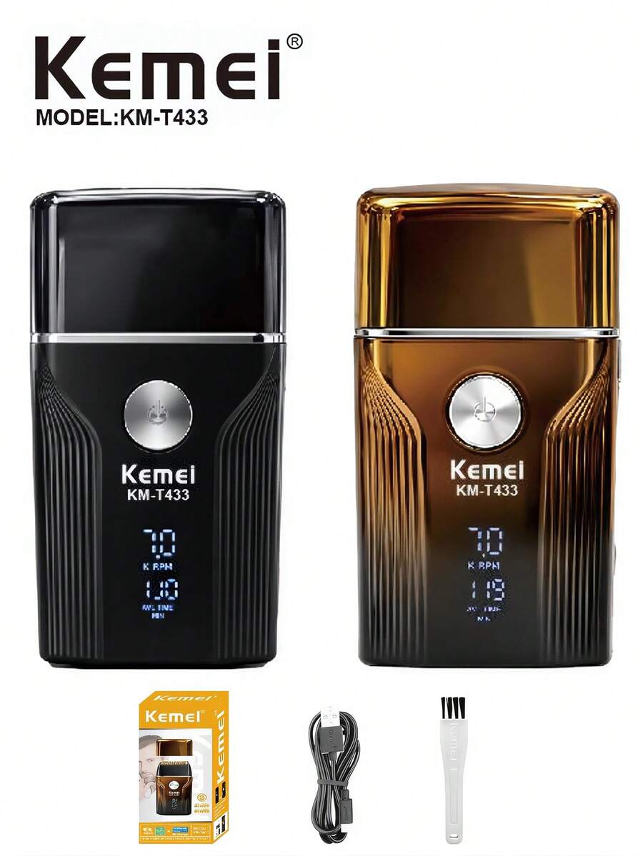 Kemei Men's Portable Electric Shaver, Professional Beard Trimmer, USB Rechargeable Electric Shaver, Hair Clipper, Reciprocating Electric Shaver, For Everyday Use, A Suitable Gift For Boyfriends And Fathers. - Multicolor - View 1