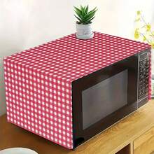 1 buah Penutup Debu Microwave Pola Kotak-kotak Merah & Putih Datar 2D, Kain Penutup Oven Persegi Panjang Poliester Modis Ukuran 35x90cm, Dekorasi Penyimpanan Microwave, Meja Dapur, dan Kabinet - MultiWarna - View 5