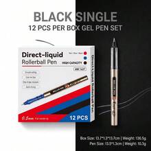 12pcs Direct Liquid Roller Ball Gel Pens, 0.5mm Fine Tip Quick Drying Smooth Writing Pens, Multicolor Black Blue Red, Suitable For Students Office Daily Writing Stationery Supplies - Sets - View 7