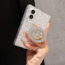 1pc Girls Glitter English Heart Mirror Stand And Rabbit Stand Phone Case, Back To School Gift, Birthday Gift, Graduation Gift, Compatible With Samsung Galaxy Z Fold8, Galaxy Z Fold8Ultra - Multicolor - View 16