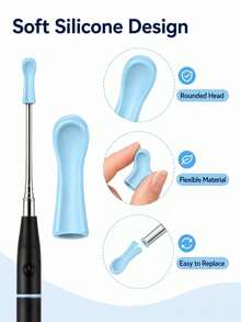 5-10-30pcs Visual Ear Pick Silicone Covers, Blue Replacement Ear Scraper Heads, Universal Soft Silicone Ear Cleaning Accessories, Reusable Visual Ear Cleaning Tool Covers - Blue - View 4
