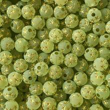 120pcs Multicolor Matte Gold‑Print Star Pattern Round Acrylic Through‑Hole Loose Beads For DIY Bracelets, Phone Charms, Keychains Handmade Craft Supplies - Multicolor - View 20