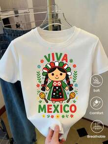 Camiseta de manga corta con estampado Día de la Independencia, primavera-verano-otoño, 1ud. Unisex pareja, cuello redondo, para oficina, ocio y deporte. Top Y2K divertido. - Blanco - Ver 2