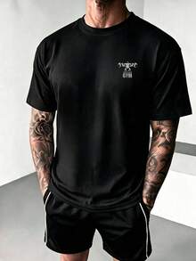 ZYNTH BALENO Men's Fashion GYM Print Crew Neck Short Sleeve T-Shirt, Suitable For Gym, Outdoor Sports, Black Summer Style - Black - View 5