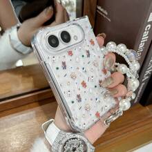 1pc Girls Foldable Phone Case Cute Popular Transparent Wrinkled Full Screen Bear Protective Cover Apple Foldable Phone Case Back To School Gift Graduation Gift Compatible With IPhone Ultra - Multicolor - View 6
