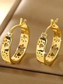 1 Pair Exquisite Hoop Earrings For Women, Wedding, Engagement, Party, Jewelry, Valentine's Day Gift - Yellow Gold - View 3