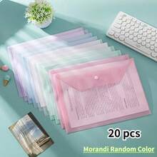 10/8/5pcs A4 Plastic File Bags - Thickened File Bags, Transparent Snap Button Student File Storage Bags, A4 File Bags, PP Transparent Plastic Snap Button File Bags, Plastic File Bags, Macaron Color Waterproof Data Bags, Office Folders | Fashion File Storage | Waterproof PP Material, Suitable For Students And Office Use, Back To School, School Supplies - A - View 2