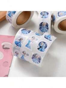Disney 500 buah Stiker Gulung Kartun Frozen Elsa, Stiker Putri Bulat Perekat Diri, Cocok untuk Suvenir Pesta, Kemasan Hadiah, Label Hadiah, Botol Air, Dekorasi Buku Tempel - MultiWarna - View 2