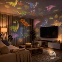 LED Dynamic Dinosaur Projection Light, USB Plug-In Night Light, 360° Adjustable Angle, Whole Room Dinosaur Projection Light, Suitable For Living Room, Party Decoration, Birthday Gift, Christmas Decoration Light - White - View 6