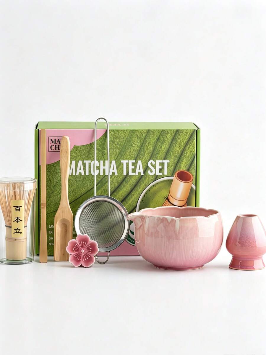 1pc/7pcs Japanese Kiln-Fired Matcha Tea Set, Other Tea Sets, Complete Matcha Tool Set, Full Matcha Tools, Matcha Set, Matcha Whisk Set, Matcha Tools, Matcha, Matcha Plate, Matcha Tools, Cup, Matcha Related Products, Including Matcha Bowl, Matcha Whisk, Matcha Cup, Matcha Whisk, Matcha Spoon, Tea Bowl Set, Matcha Brewing Tools - Multicolor - View 1