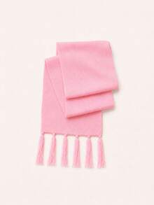 1pc Toddler Knitted Scarf, Soft And Warm With Tassels, Suitable For Boys And Girls Autumn/Winter Solid Color Scarf, Can Be Used As A Gift - Multicolor - View 16