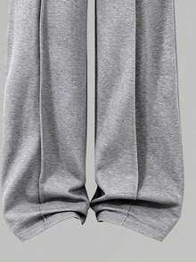 Youth Girl Letter Print Round Neck Asymmetrical Shoulder Long Sleeve Top And Long Pants - Grey - View 5
