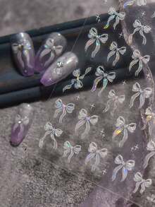 2/1pc Exquisite Butterfly Wings Nail Art Stickers Self-Adhesive Fragrance-Free Suitable For Hand And Foot Decoration Elegant Design Easy To Apply Suitable For Autumn, Halloween, Christmas DIY Manicure - White - View 2